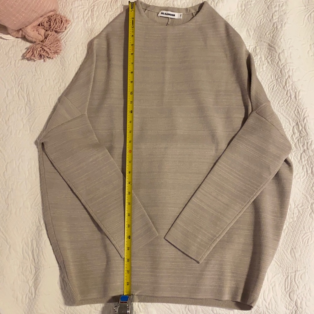 Jil Sander Creme Mock Neck Knit Sweater